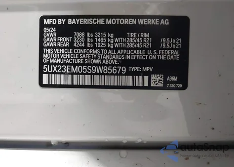 2025 BMW X7 xDrive40I from USA, damaged, VIN 5UX23EM05S9W85679